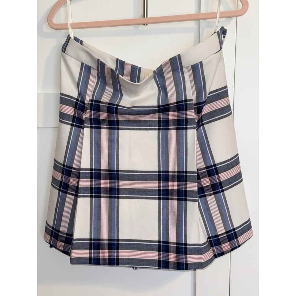 Tory Sport Performance Plaid Golf Skirt White Blue Red Removable Shorts Size 14
